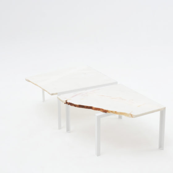 Petite Table d'angle Beistelltisch von Hervé Humbert für Atelier Haussmann Stein Nr.30,31 Unikate