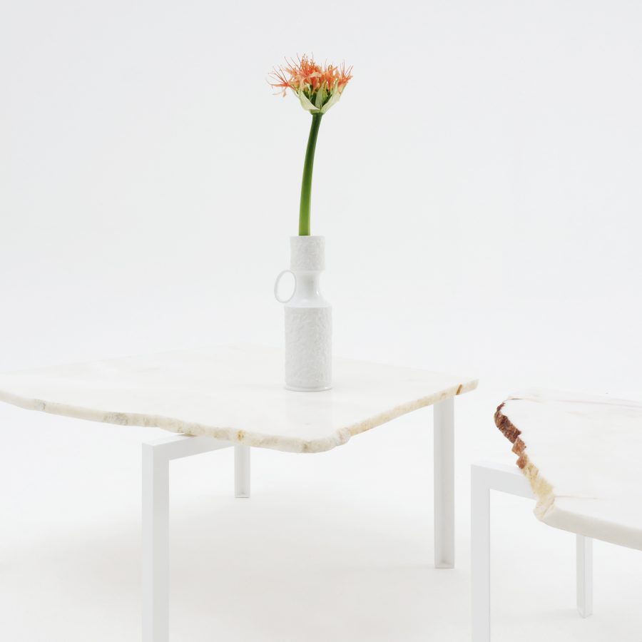 Petite Table d'angle Beistelltisch von Hervé Humbert für Atelier Haussmann Stein Nr.30,31 Unikate